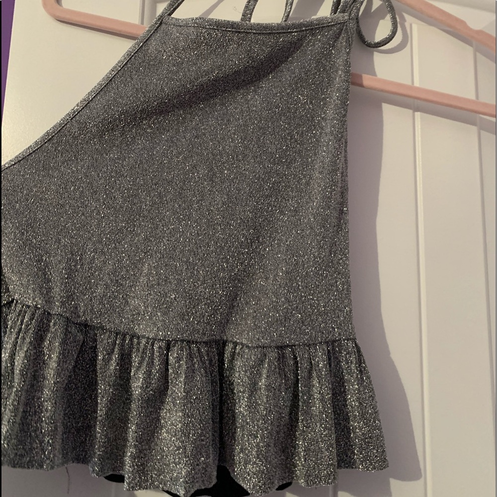 Sparkly silver crop top